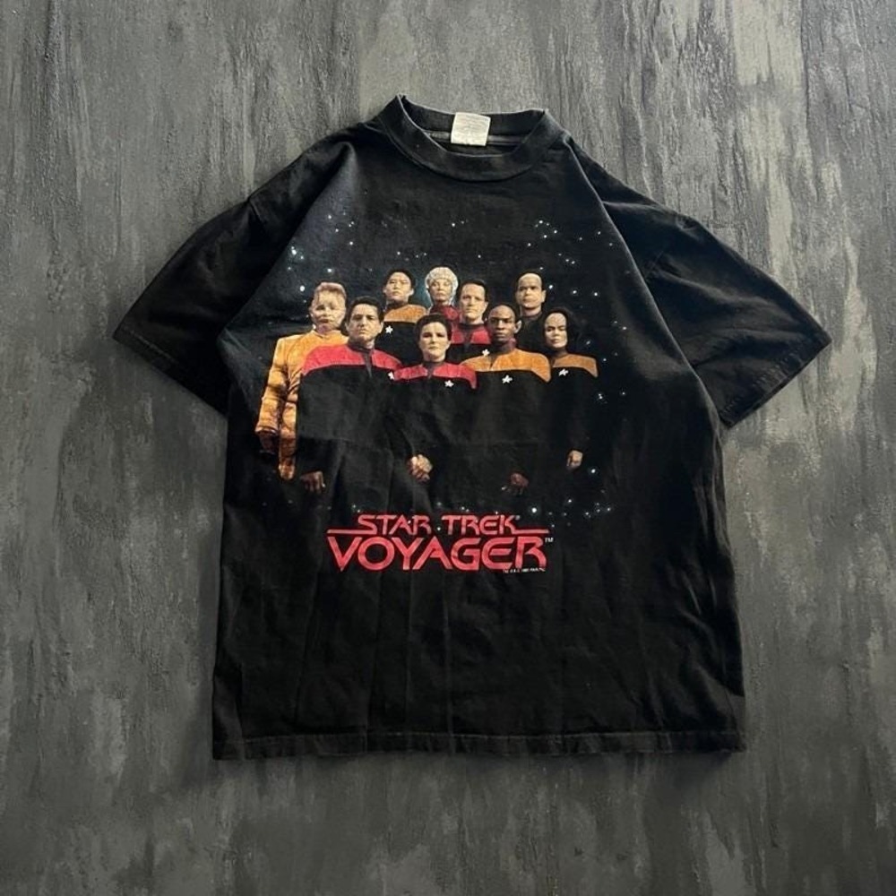 Vintage Star Trek Shirt Mens Large Black 1990s Voyager